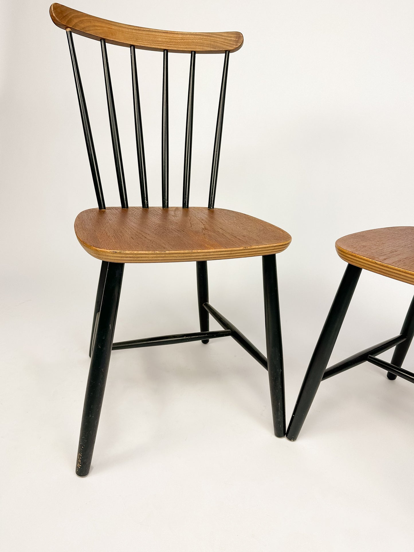 Set of Two Vintage Spindle Back Chairs in the style of Tapiovaara