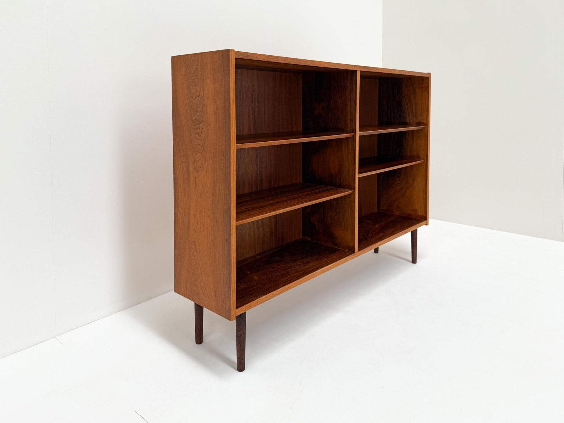 Scandinavian vintage rosewood bookcase with open shelves