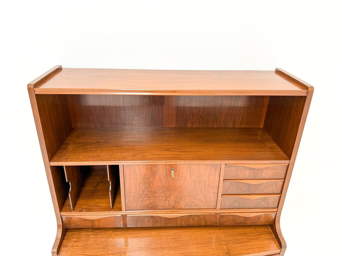 Erling Torvits Walnut Secretary Desk with Wave Front, Denmark, 1960s