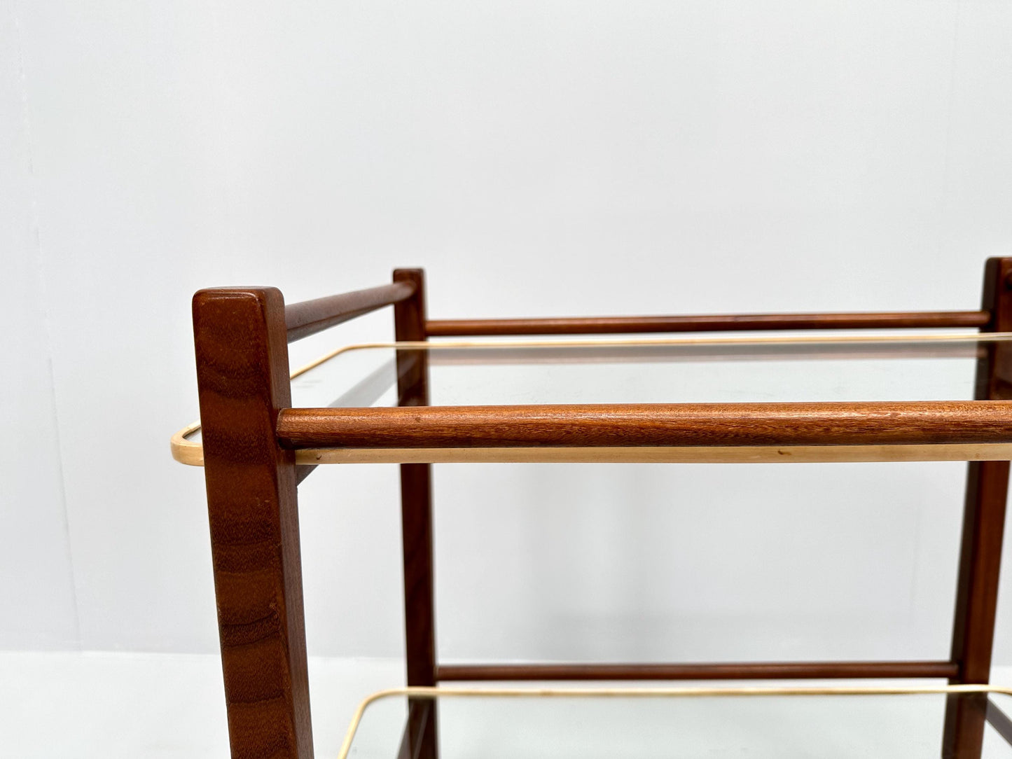 Vintage Teak Trolley with Two Glass Tops by Cees Braakman for Pastoe, 1950s