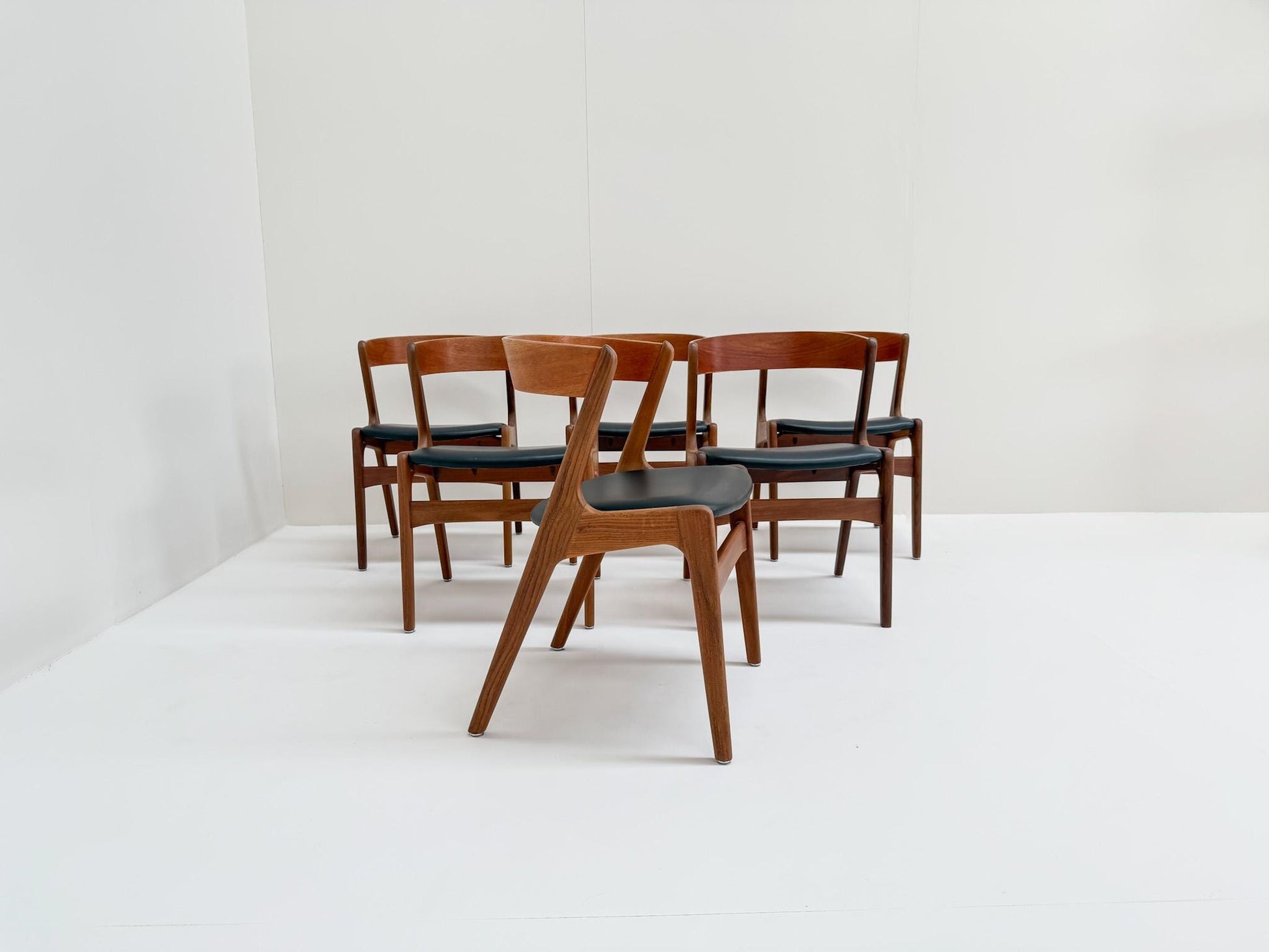 Scandinavian modern teak dining chair set