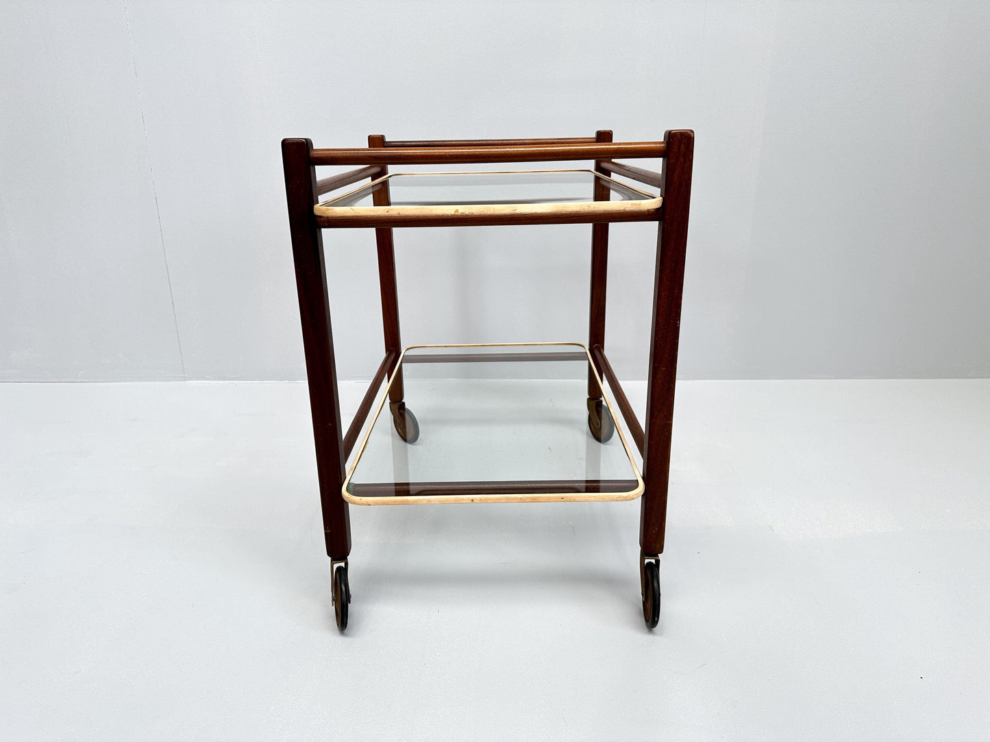 Vintage Teak Trolley with Two Glass Tops by Cees Braakman for Pastoe, 1950s