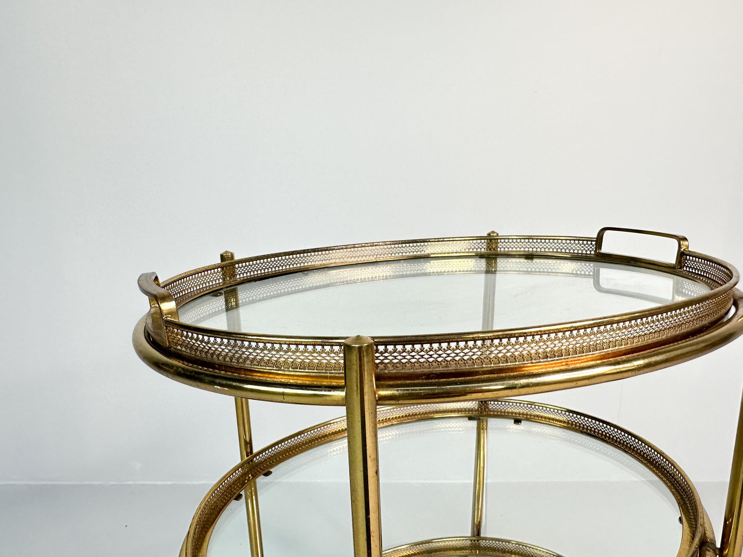 Vintage Italian Three Tier EtagEre In Brass And Glass | Hollywood Regency Serving Cart