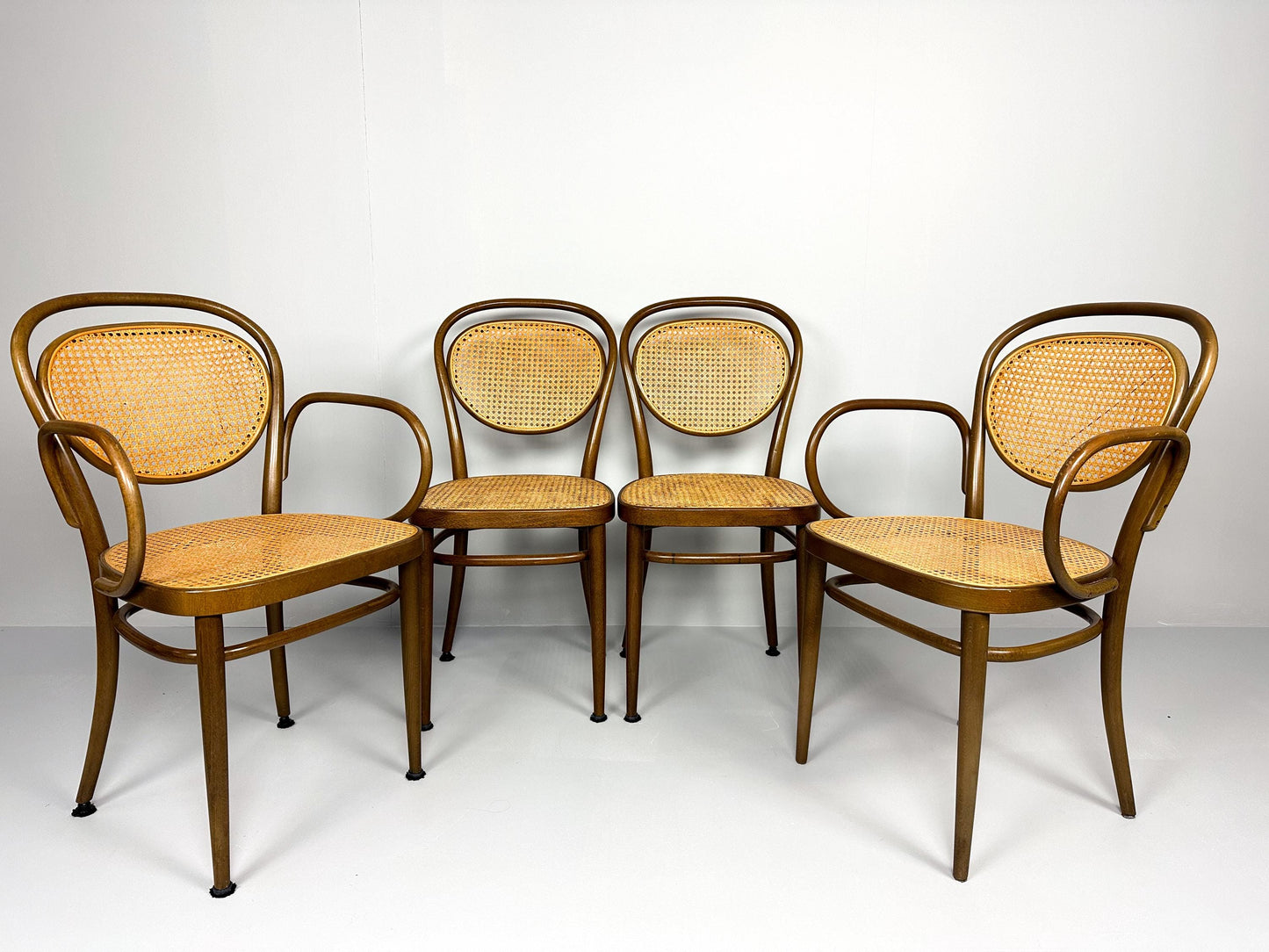 Set of 4 Authentic Thonet Chairs 215 and 215RF, 1970s