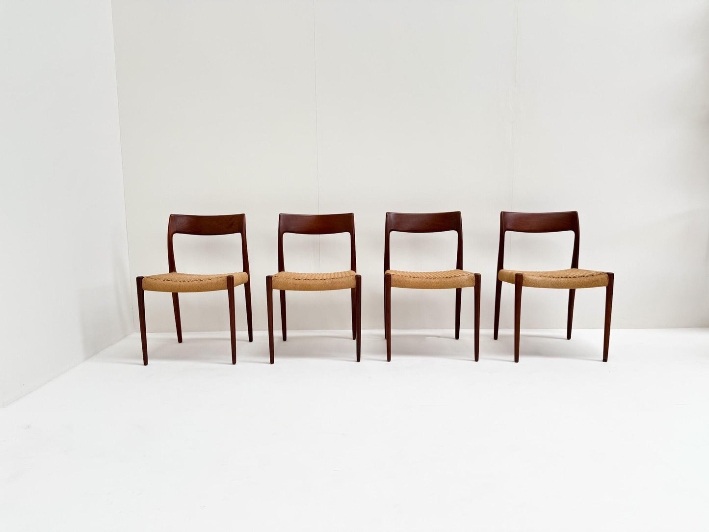 Set of 4 Niels Otto Møller Model 77 teak dining chairs Denmark 1960s