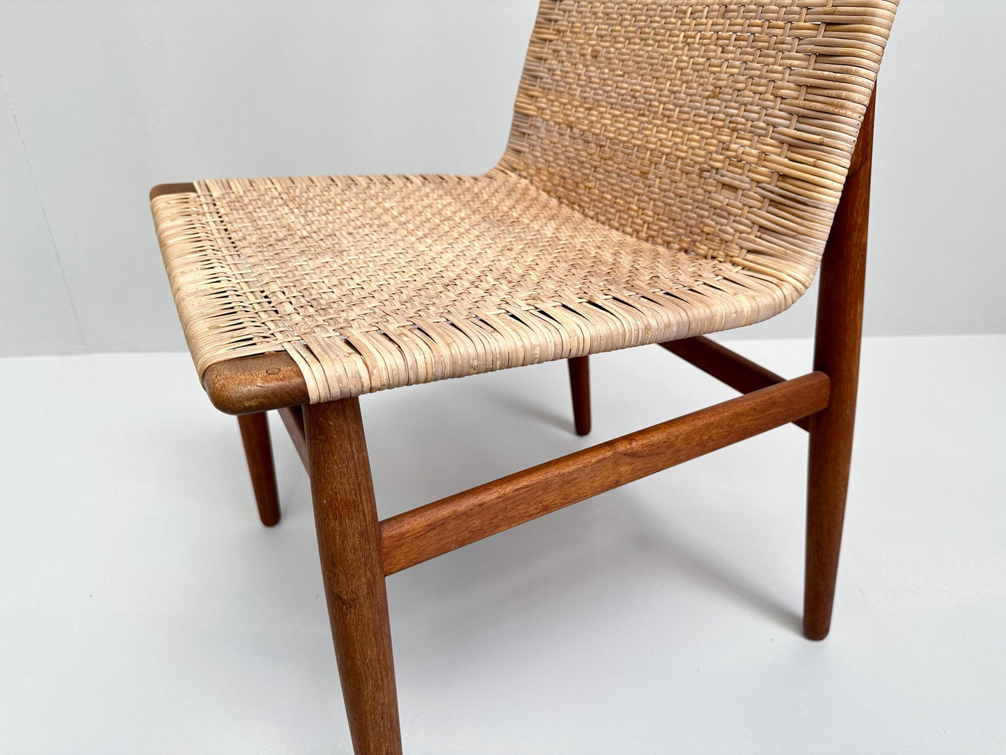 Rare Jørgen Høj Teak and Rattan Chair for Thorald Madsen, Denmark, 1950s