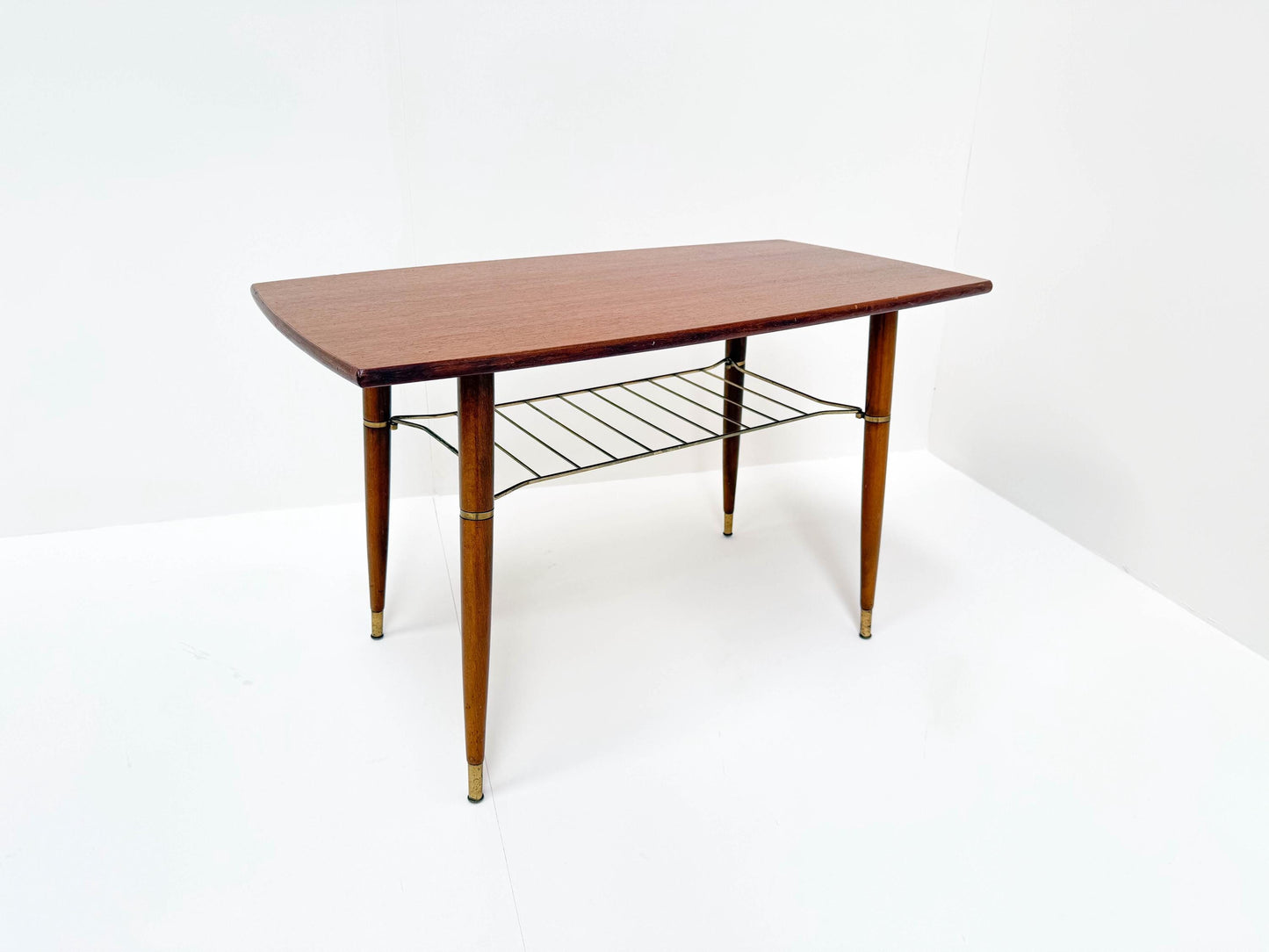Mid-Century Modern Coffee Table with Brass Details