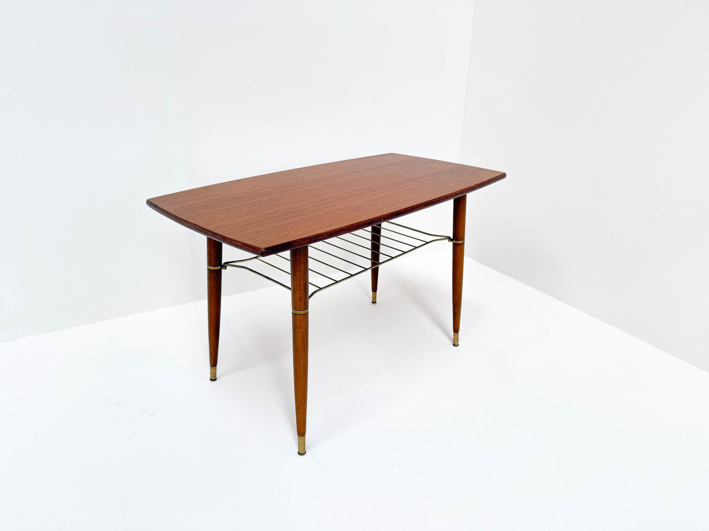 Mid-Century Modern Coffee Table with Brass Details