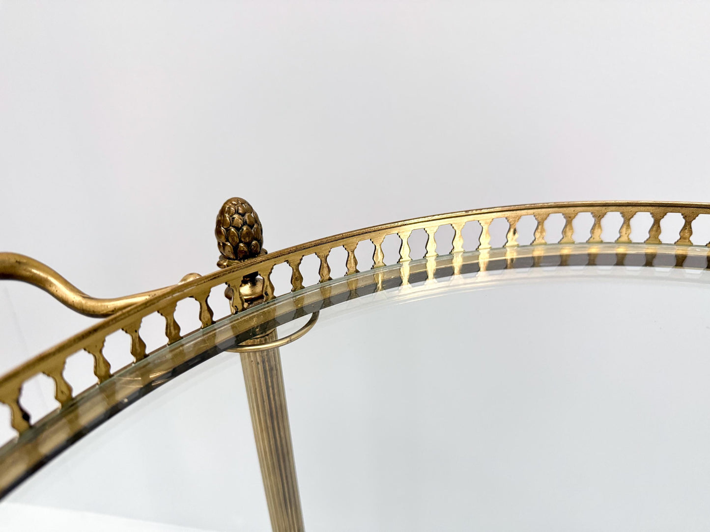 Vintage Mid-Century Brass & Glass Bar Cart, Hollywood Regency Serving Cart