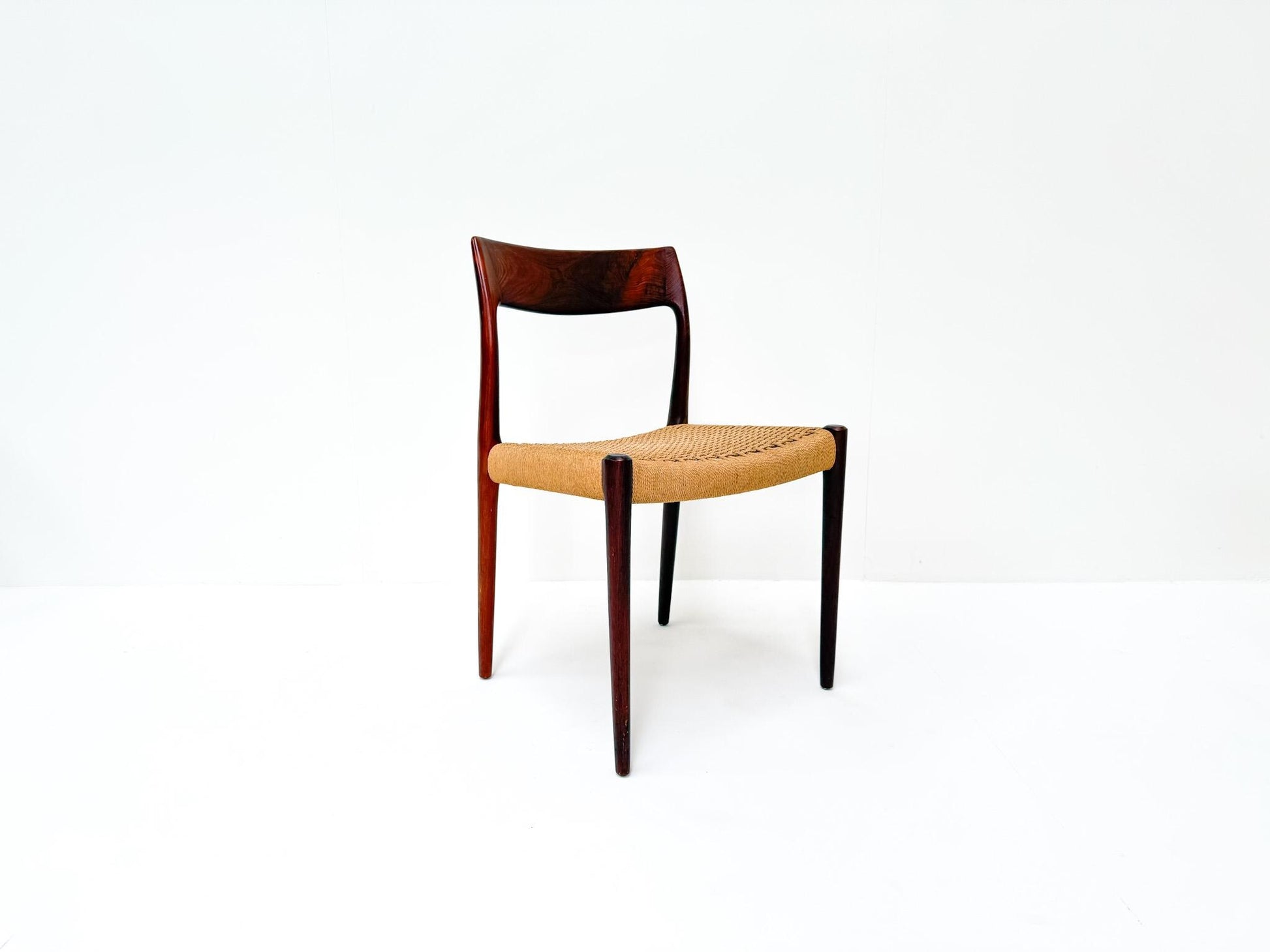 Vintage Danish teak dining chairs Model 77 by N.O. Møller mid-century
