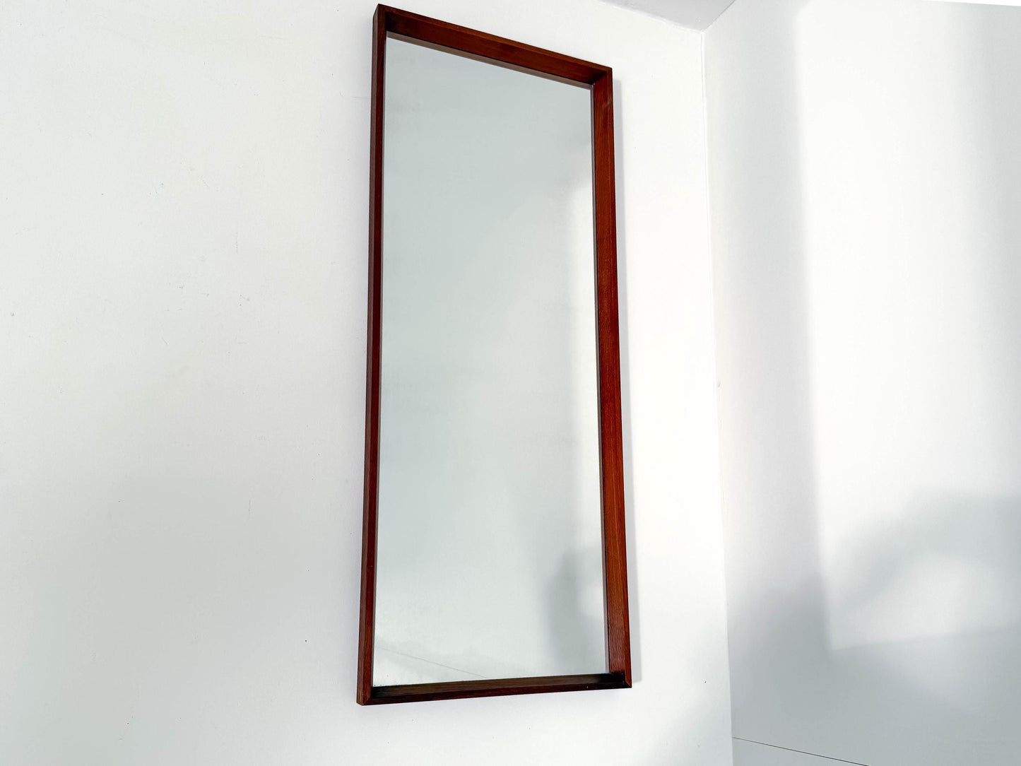 Midcentury Danish Modern Teak Wall Mirror & Shelf by Jansen Spejle