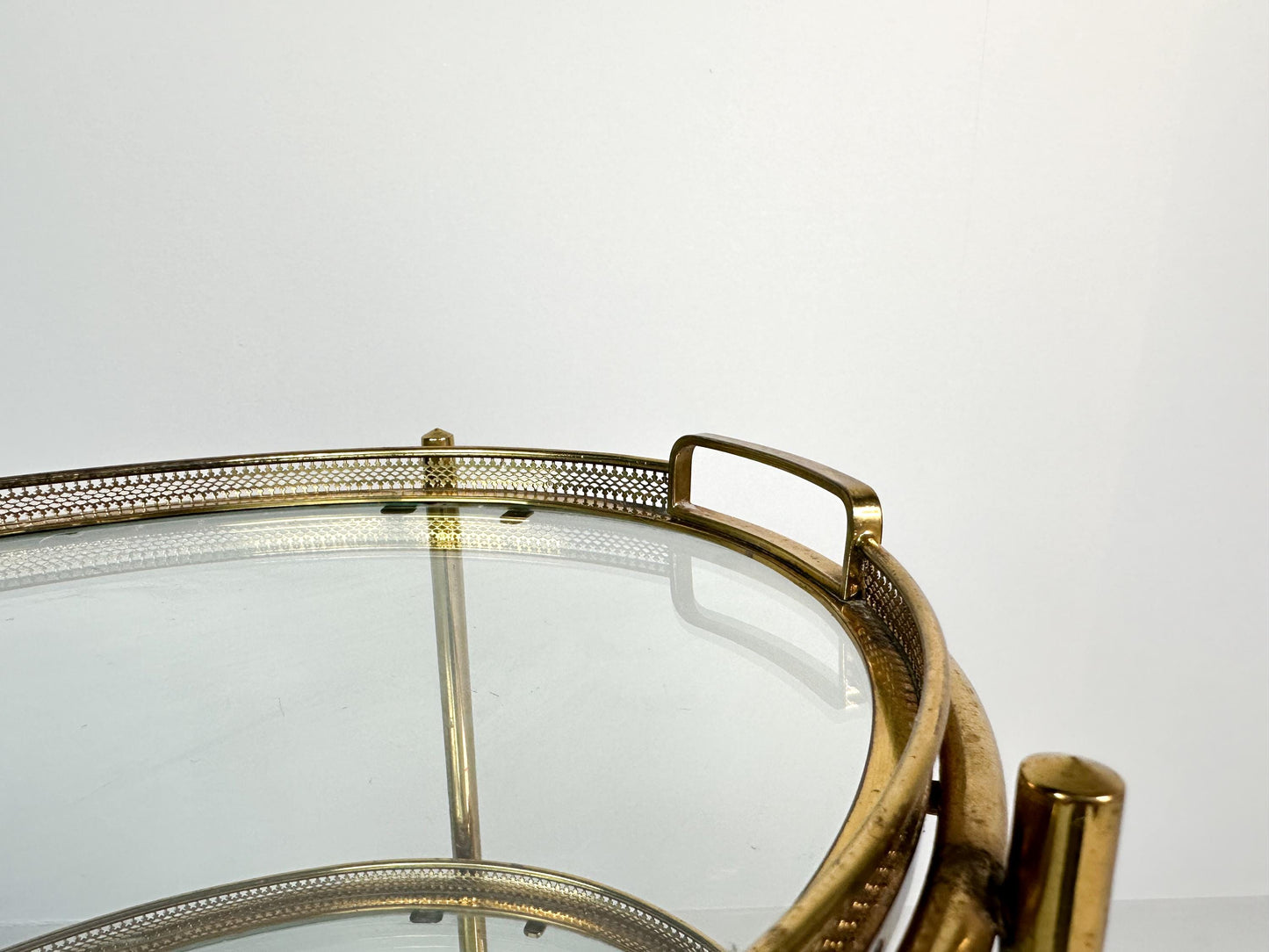 Vintage Italian Three Tier EtagEre In Brass And Glass | Hollywood Regency Serving Cart